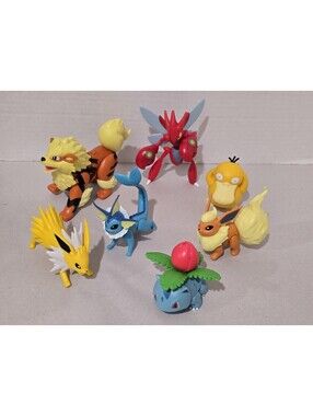 Pokémon Plastic Figure Mixed Lot 7 Psyduck Flareon Scizor Arcaninine + More